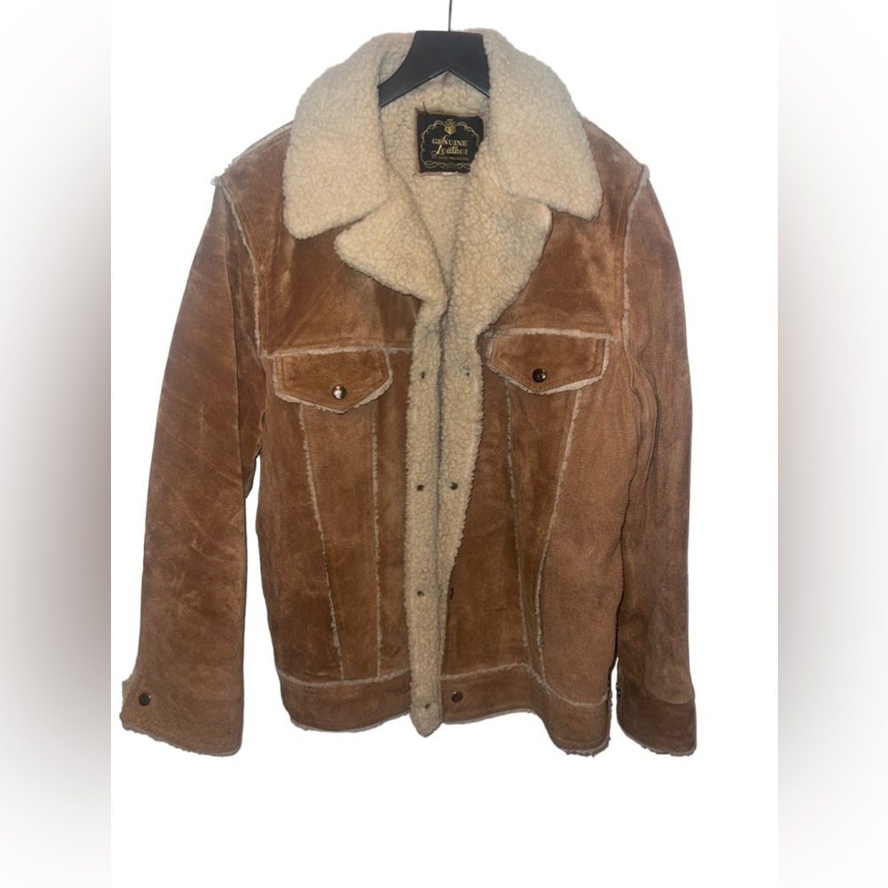 Unisex, Genuine Leather Jacket, Large, Brown / Tan
